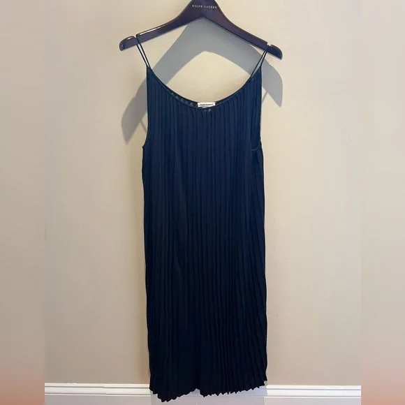 Club Monaco Navy Blue Pleated Midi Dress